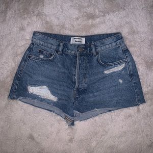 Reformation distressed cutoff denim shorts
